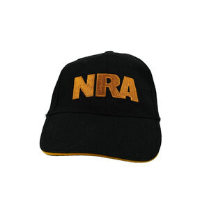 NRA Hat Cap Black & Gold Adjustable Strapback Baseball Embroidered‎ USA Flag